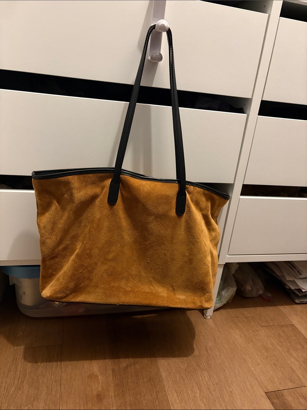 Italian suede leather tote bag